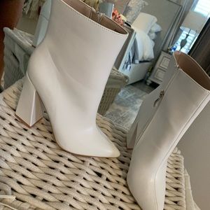 Boohoo white booties, never worn